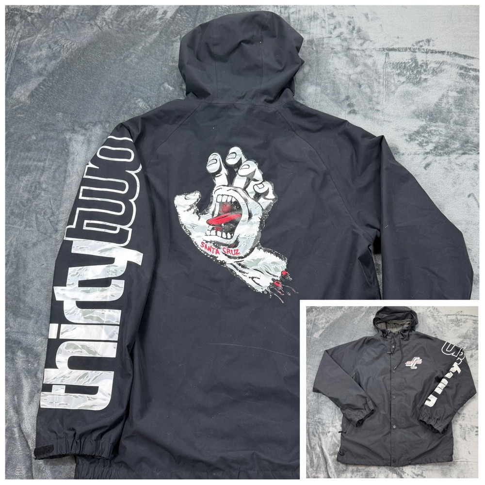 ThirtyTwo Santa Cruz Collab Mens XL Snowboard Jacket Black Screaming Hand Hooded